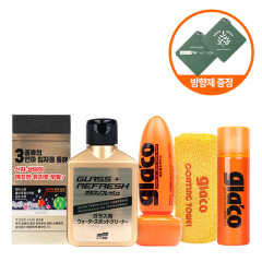 [방향제 증정!]소프트99 고성능 즉시발수 유리관리 3종세트(고성능 유막제거G73+즉시발수 유리코팅제G4X+사이드미러 코팅제G65X)